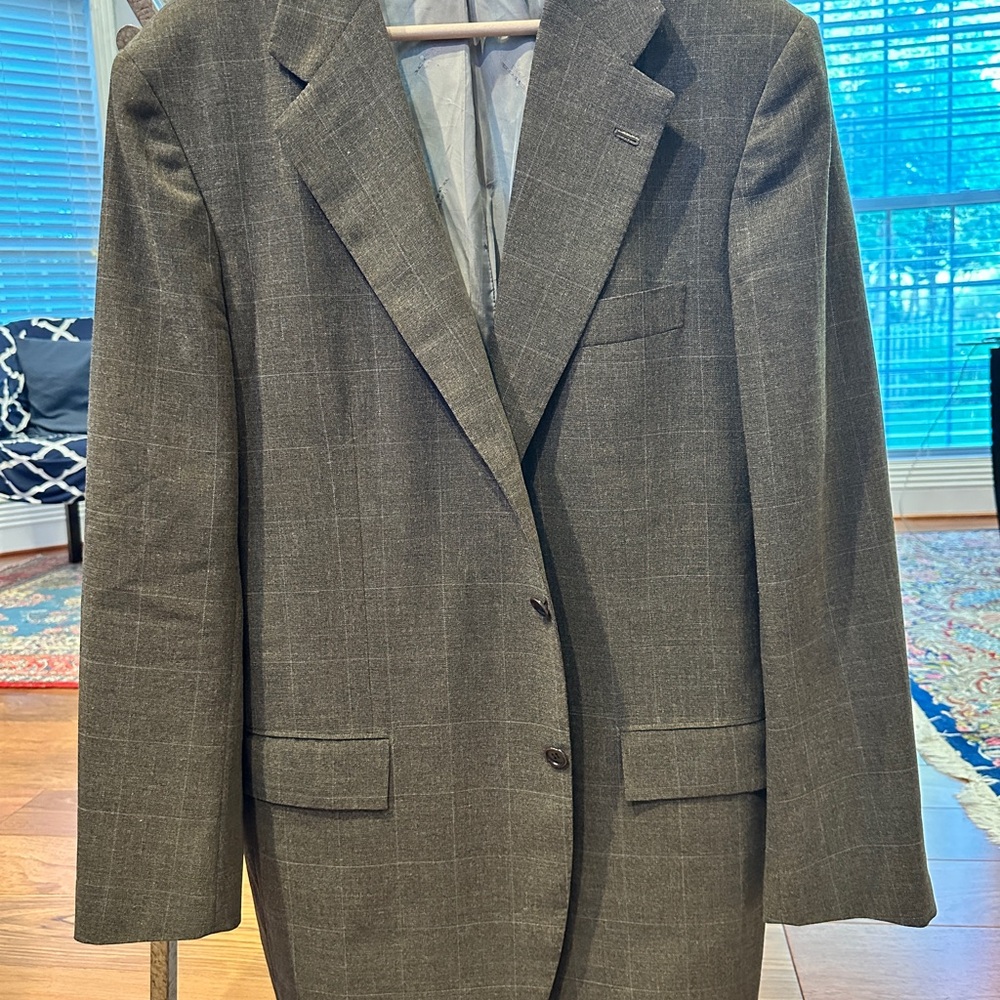 Kiton Brown Gray Sport Coat Premium Wool Mohair Size 54 Drop 7L